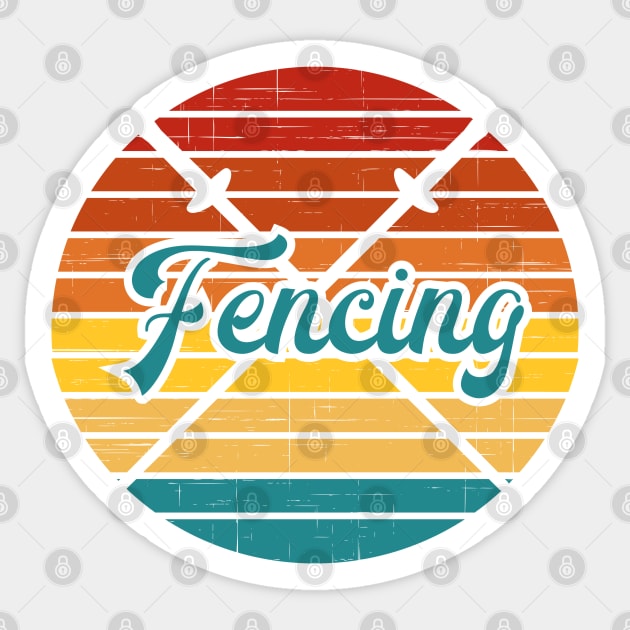 Fencing Shirt - Retro Colorful Distressed Fencer Sword Sticker by markz66